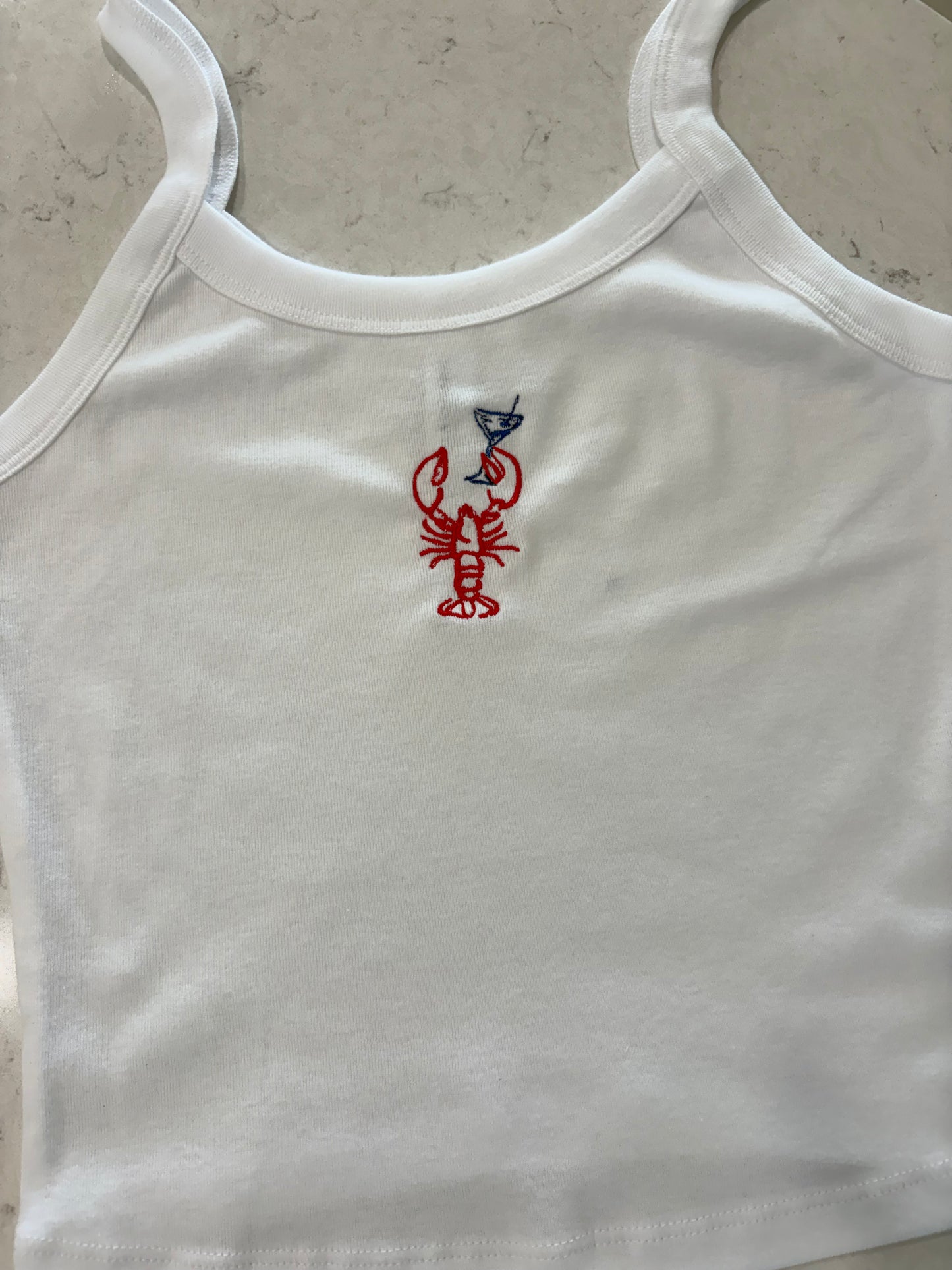 Lobster martini embroidered tank
