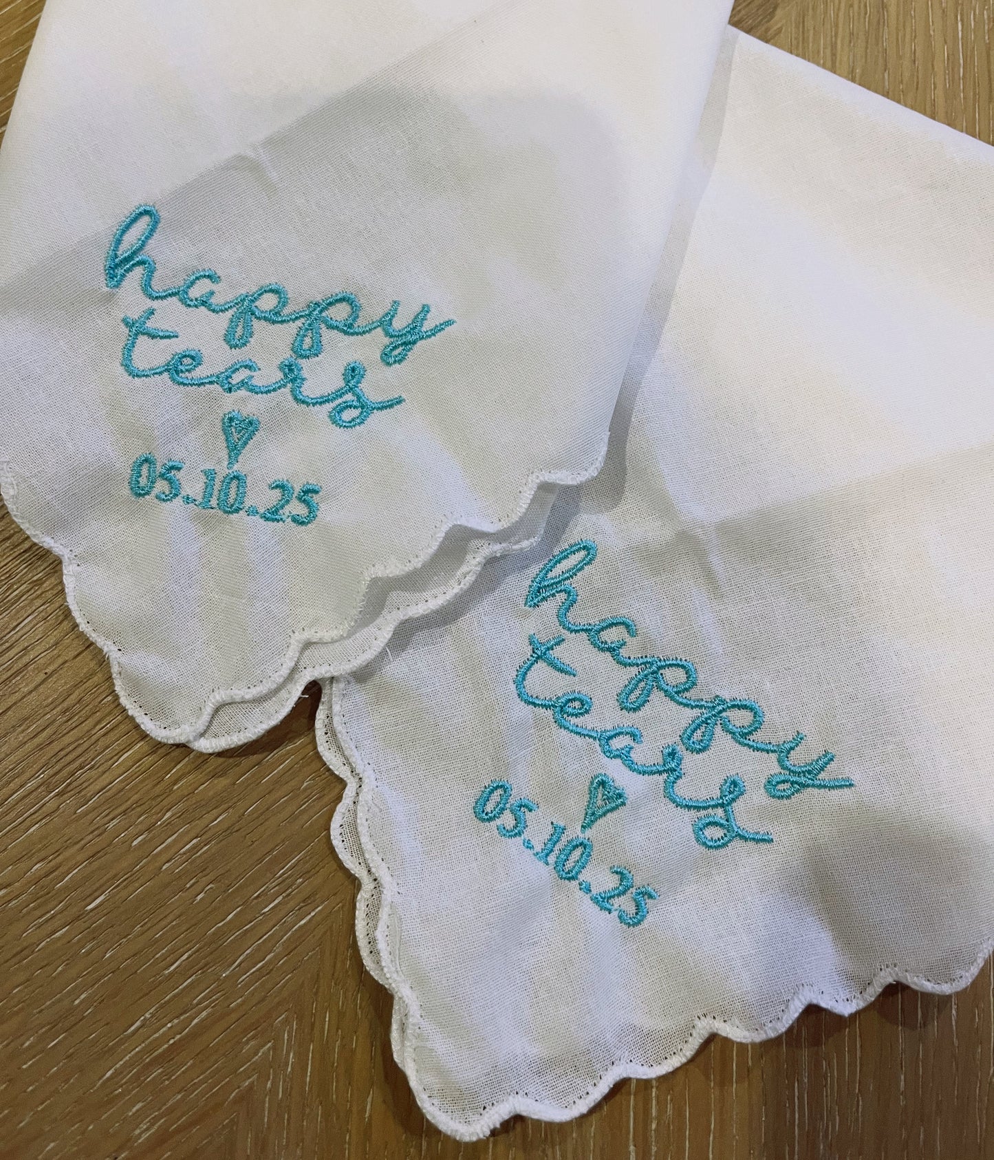 Custom embroidered wedding handkerchief, 2 PACK