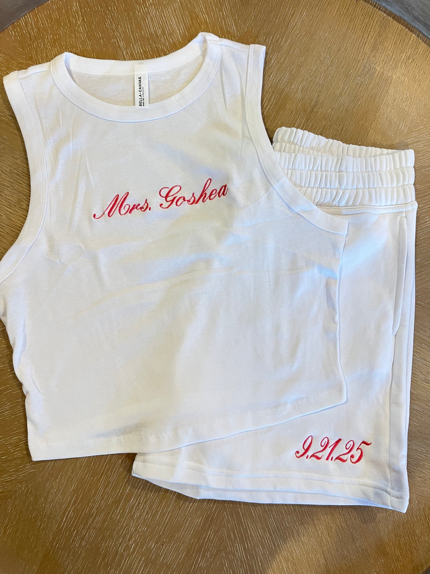 Custom embroidered halter tank and shorts