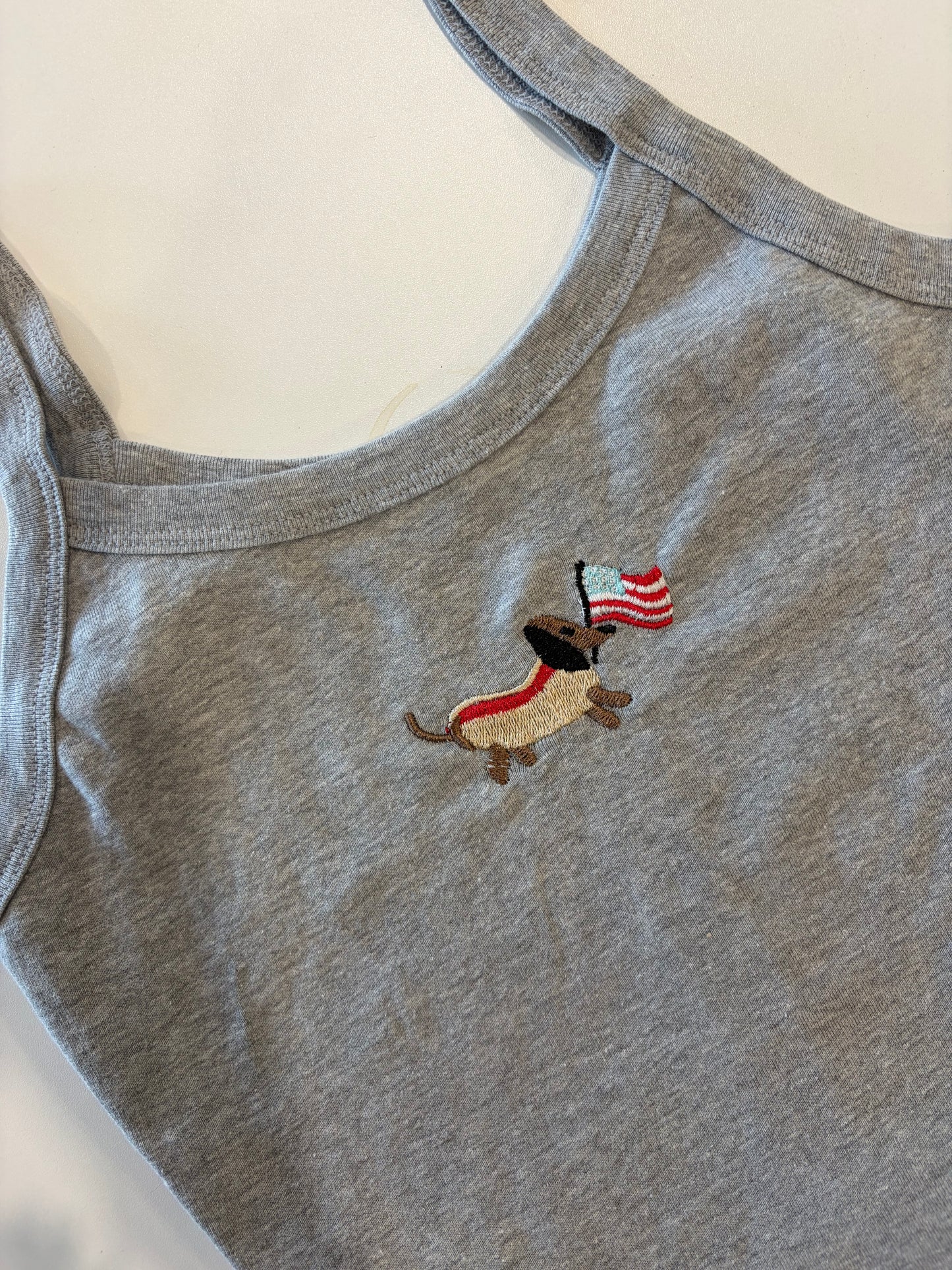 USA hotdog embroidered tank