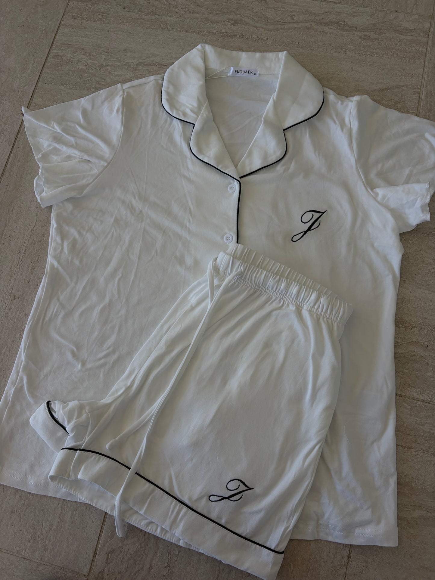 Button down pajama shorts sleeve and shorts SET