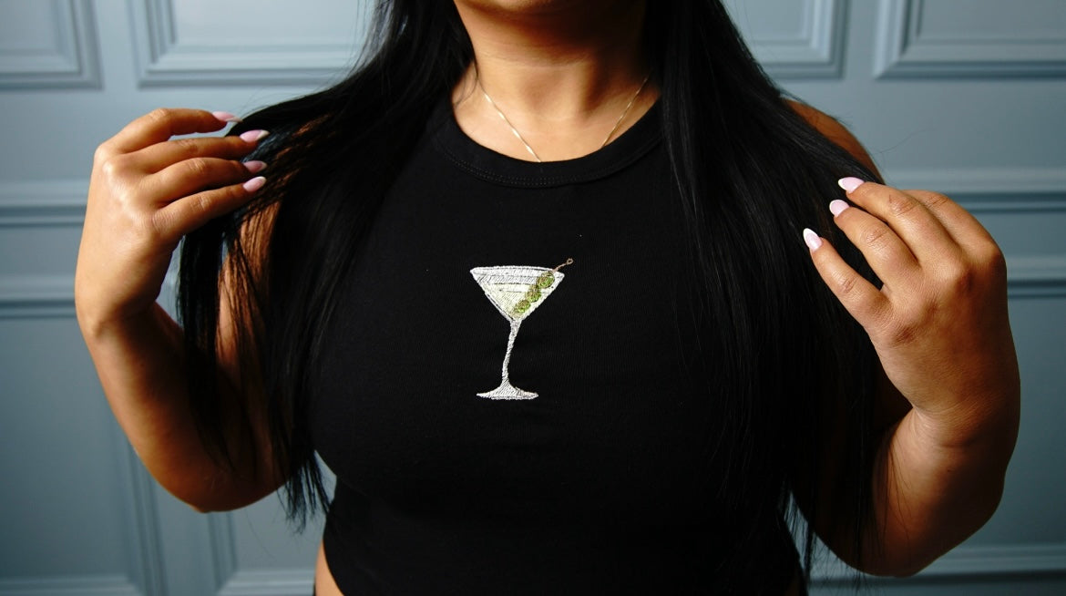 Dirty martini embroidered tank