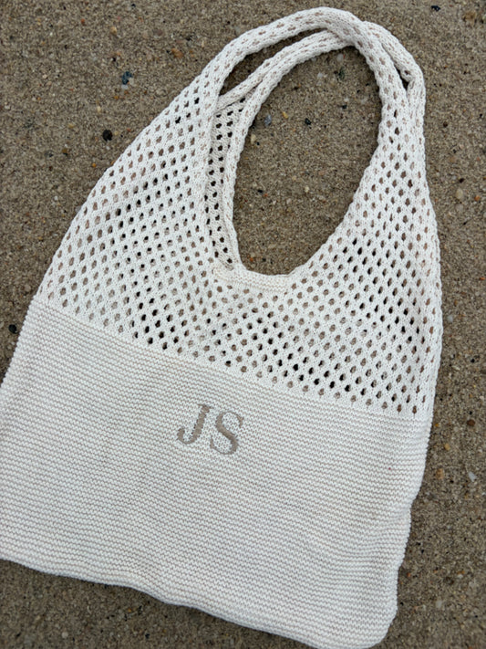 Custom crochet mesh beach bag