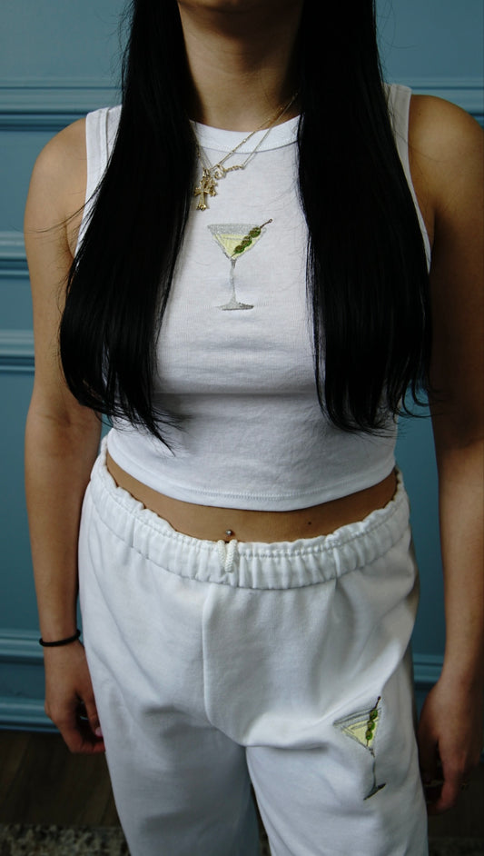 Dirty martini embroidered tank and sweatpants SET