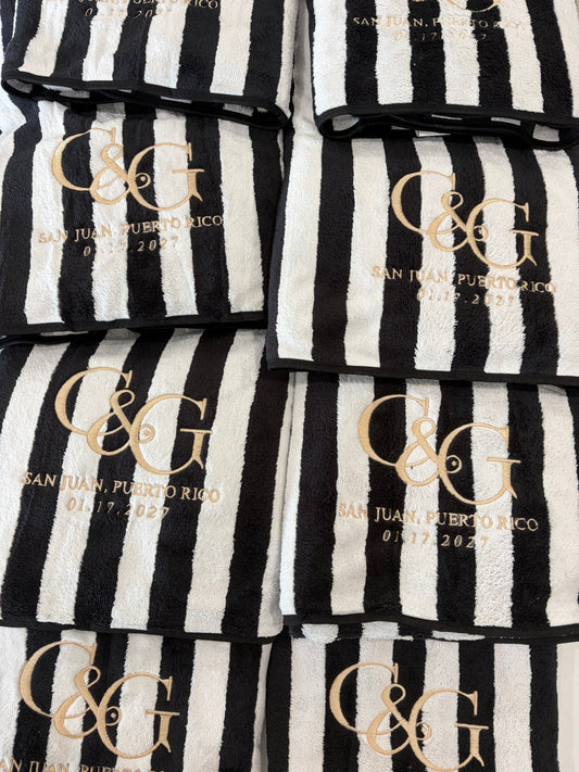 Custom embroidered micro fiber cabana towels