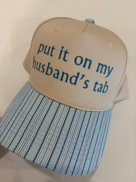 Blue striped custom embroidered hat