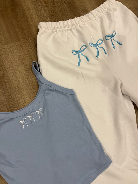 Bow matching tank and sweatpants set