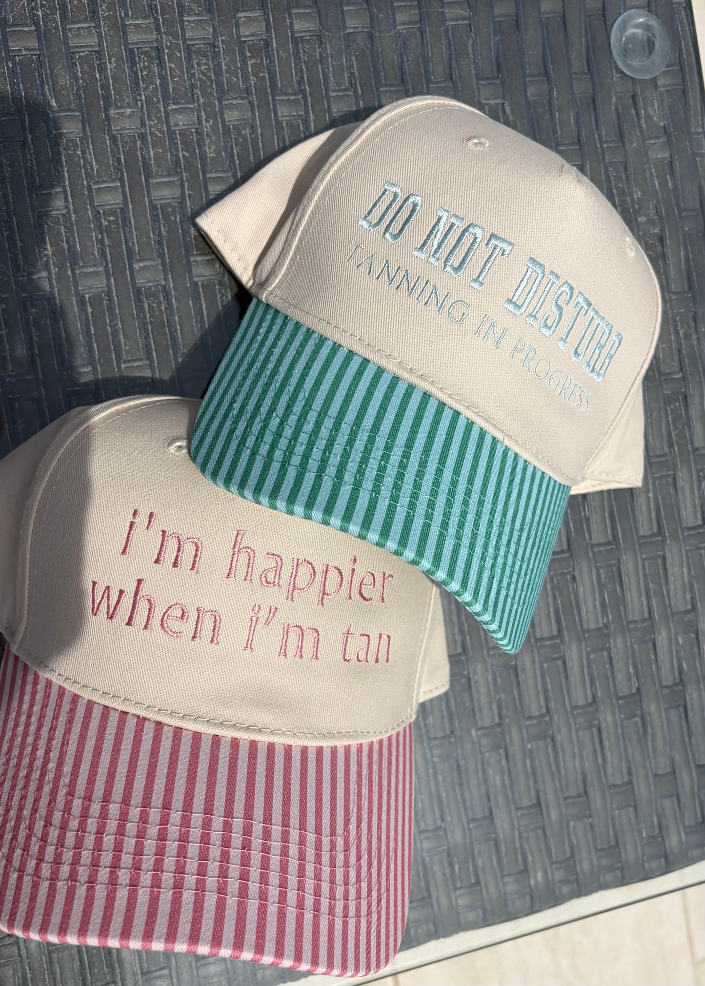 Custom striped bill embroidered hats