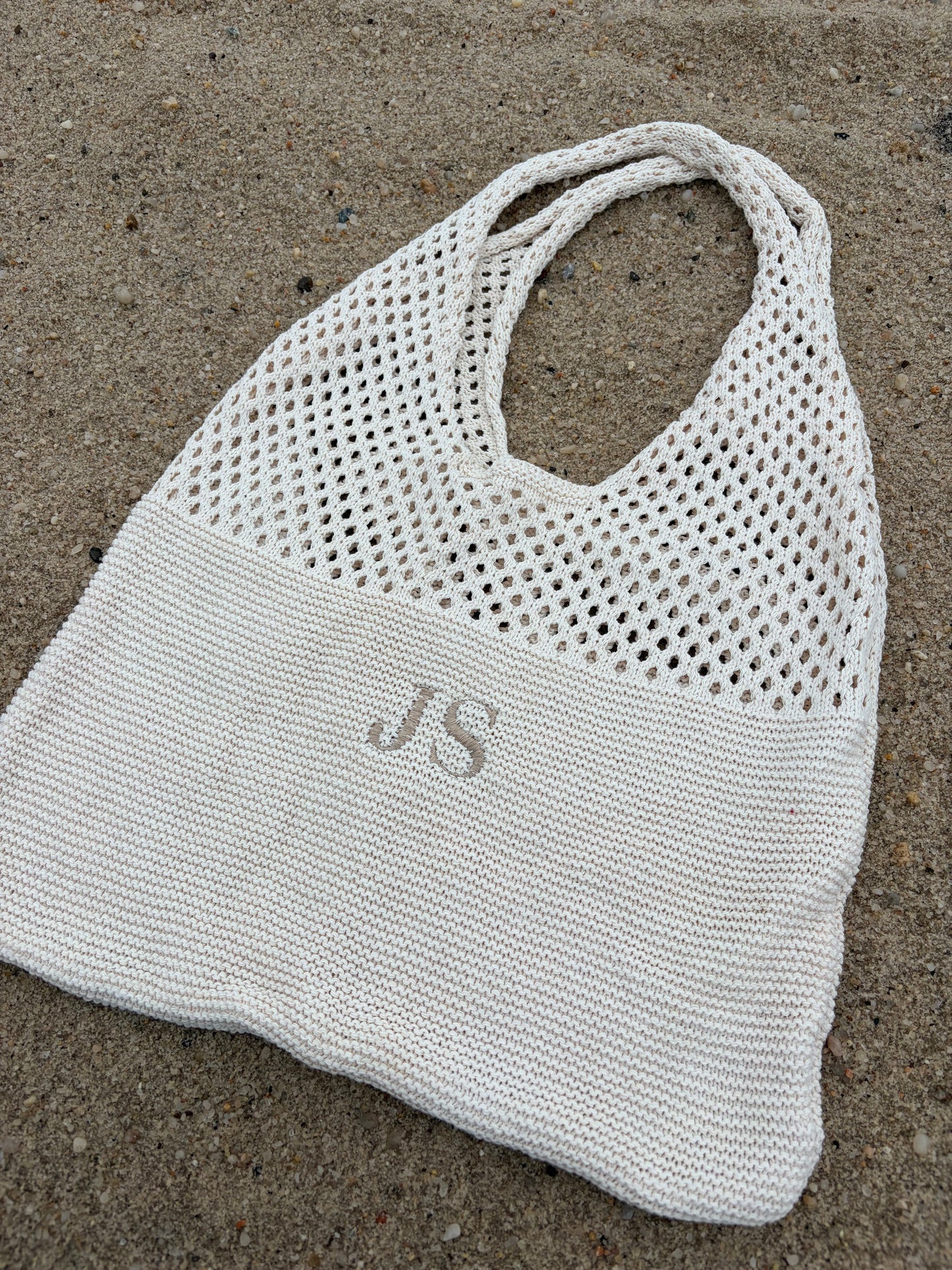 Custom crochet mesh beach bag