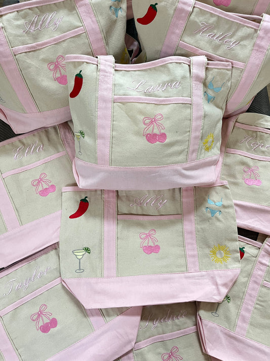 Custom embroidered bachelorette bags