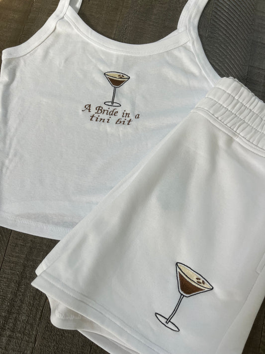 A bride in a tini bit shorts and tank set