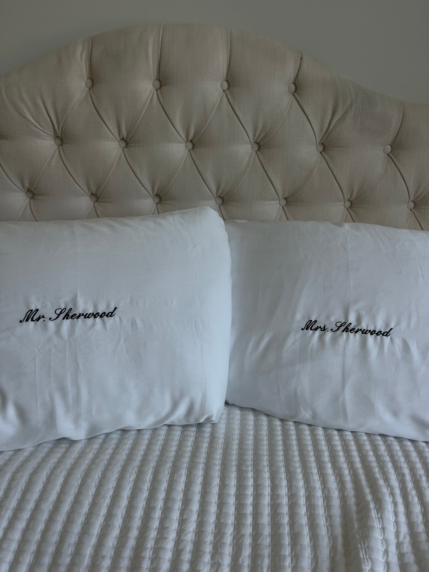 MR AND MRS custom embroidered pillow cases
