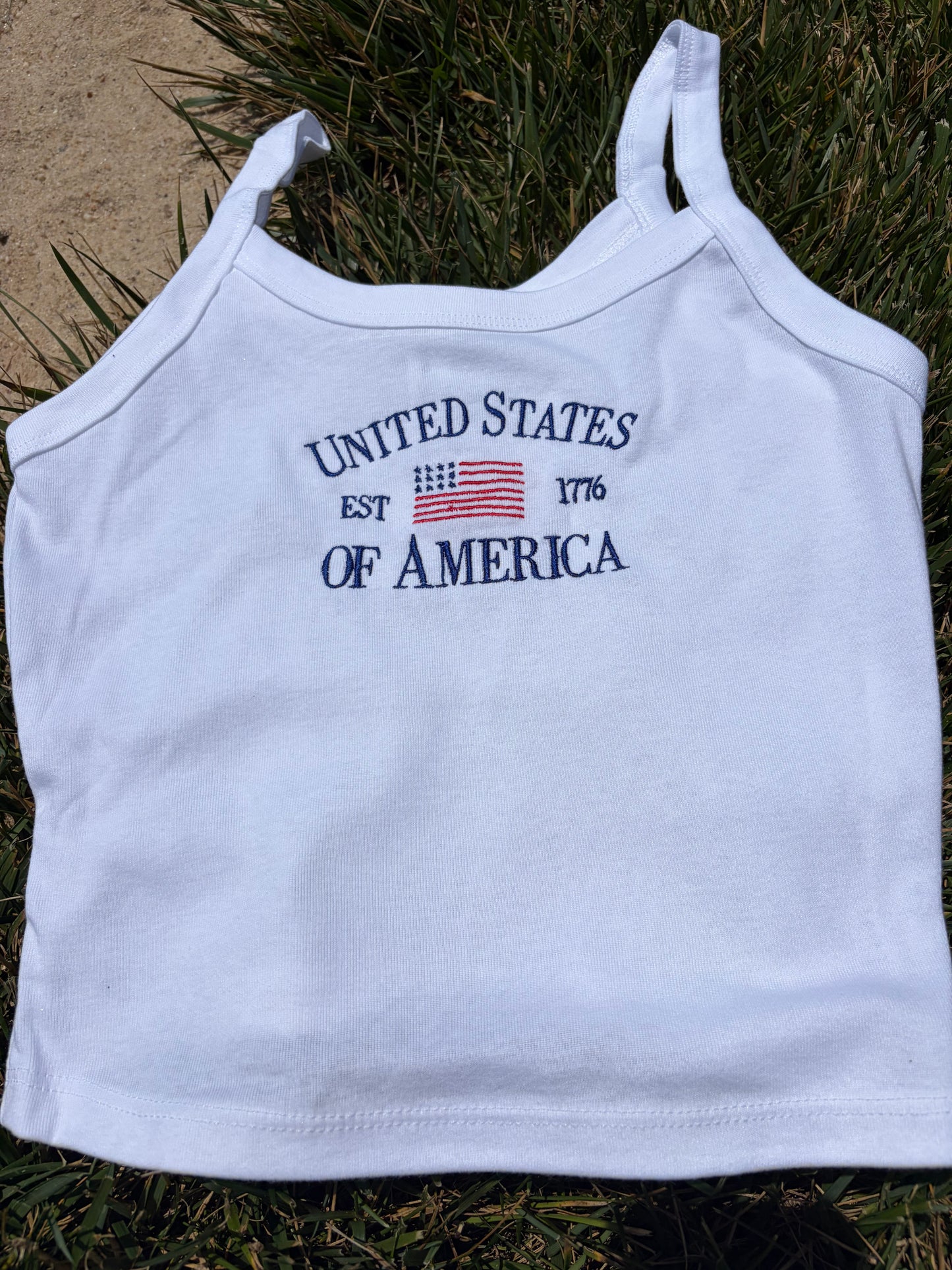 United States of America embroidered tank top