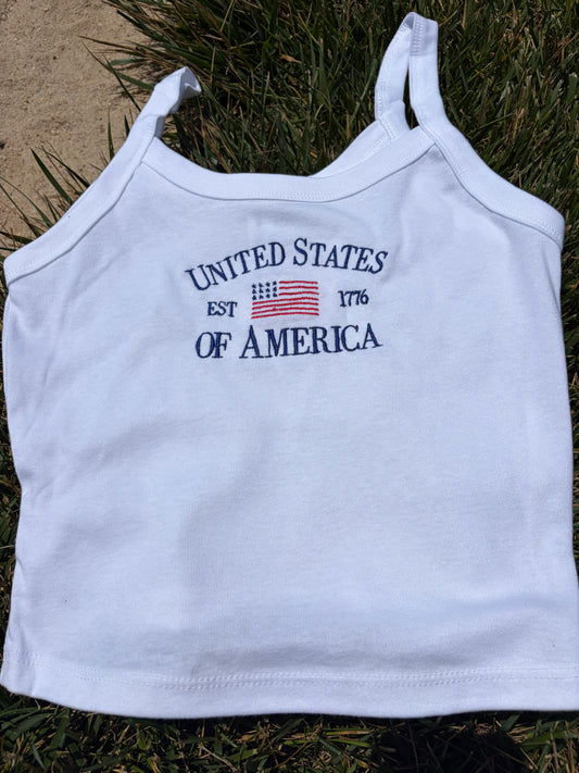 United States of America embroidered tank top