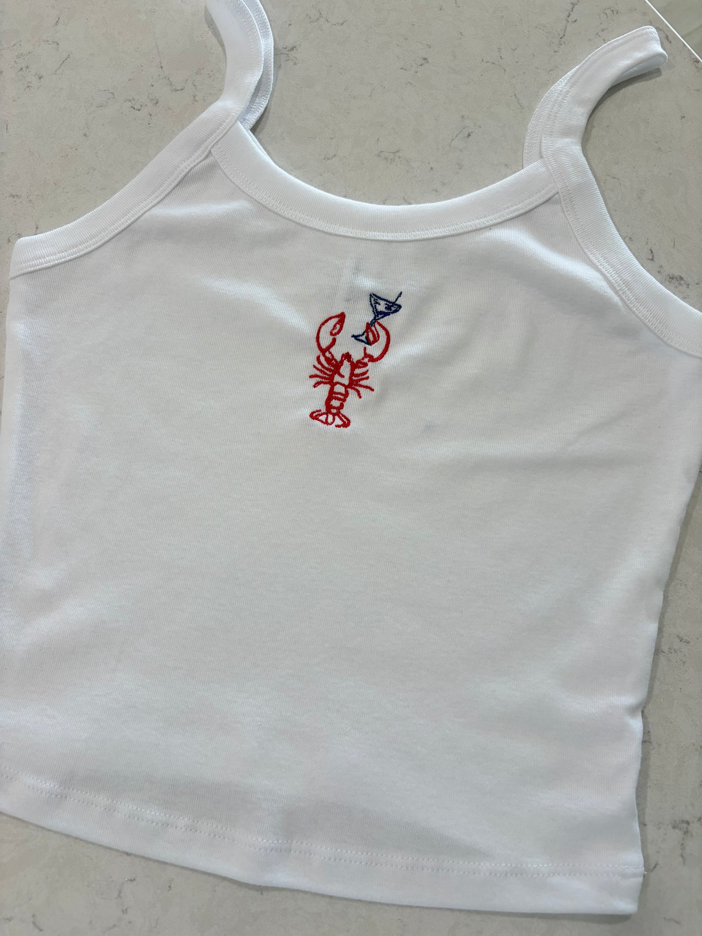 Lobster martini embroidered tank