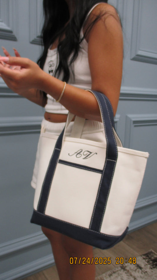 Custom embroidered mini tote bag