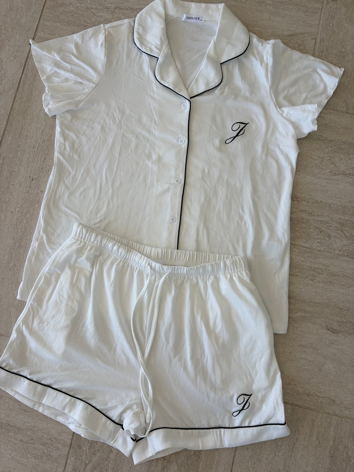 Button down pajama shorts sleeve and shorts SET
