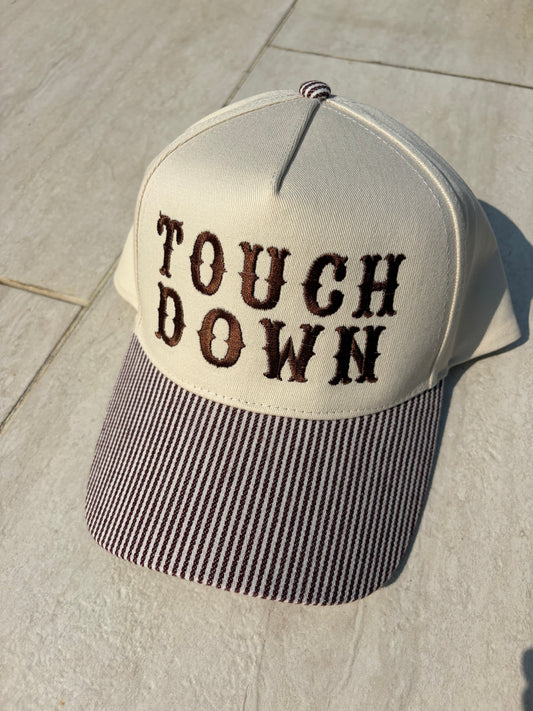 Touch down striped embroidered hat