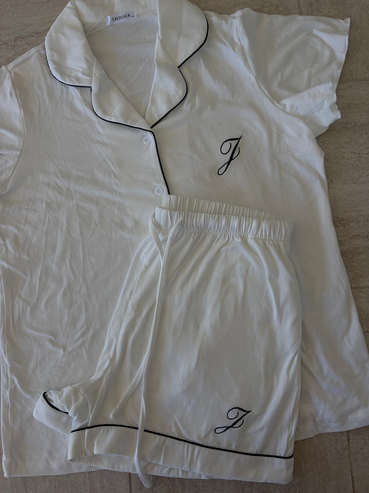Button down pajama shorts sleeve and shorts SET
