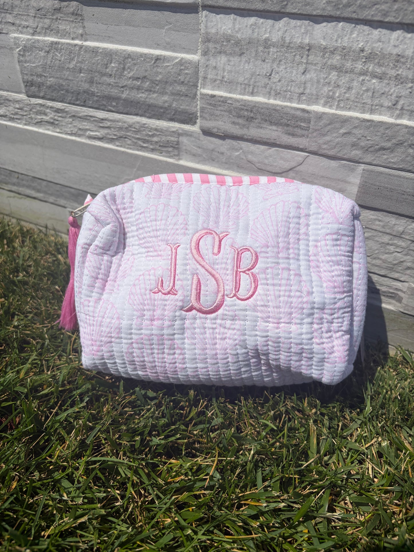 Pink seashell makeup bag