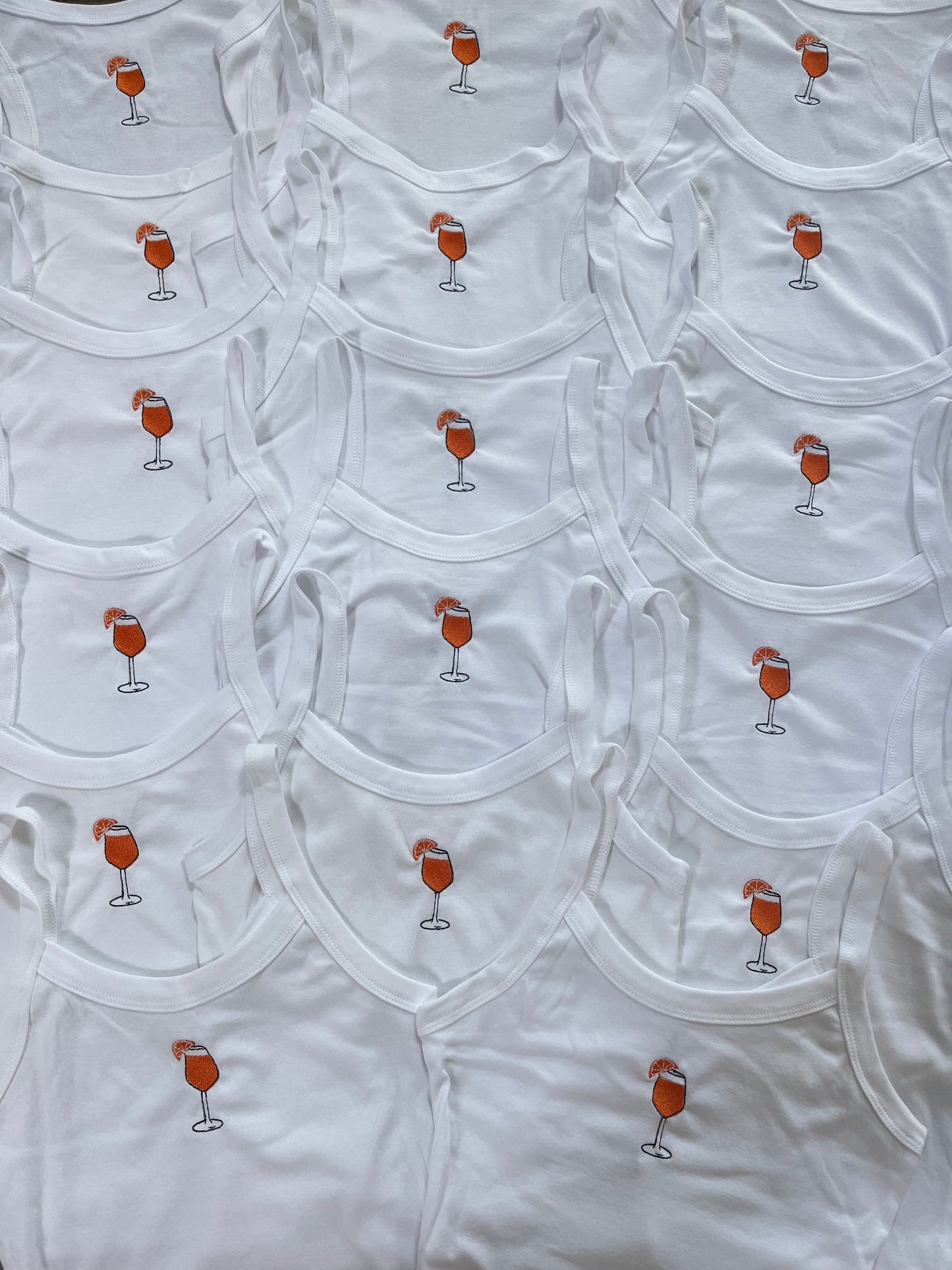 Aperol spritz embroidered tank top