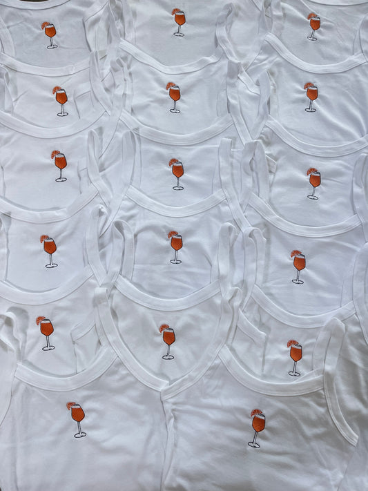 Aperol spritz embroidered tank top