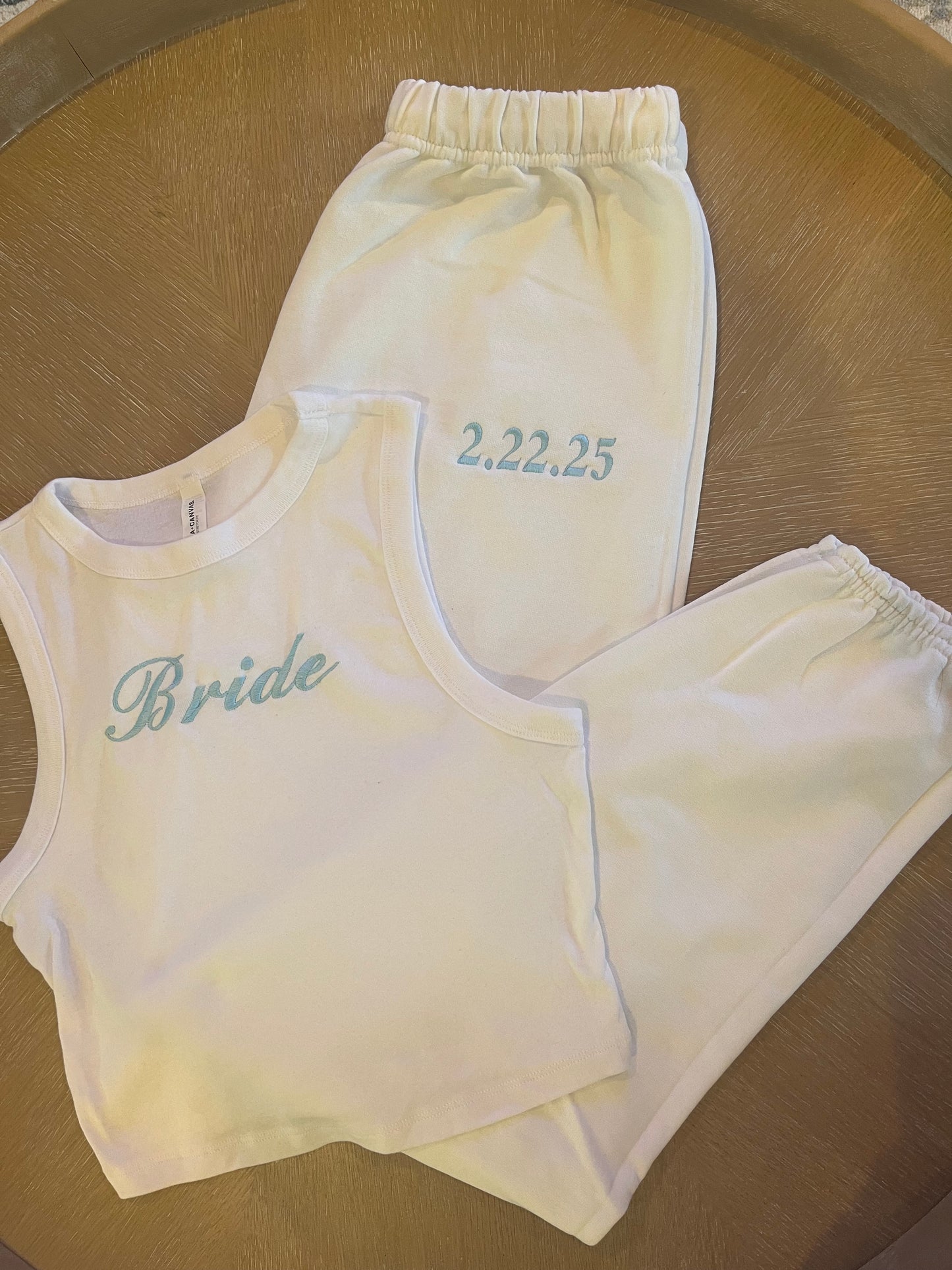 Custom embroidered bride set