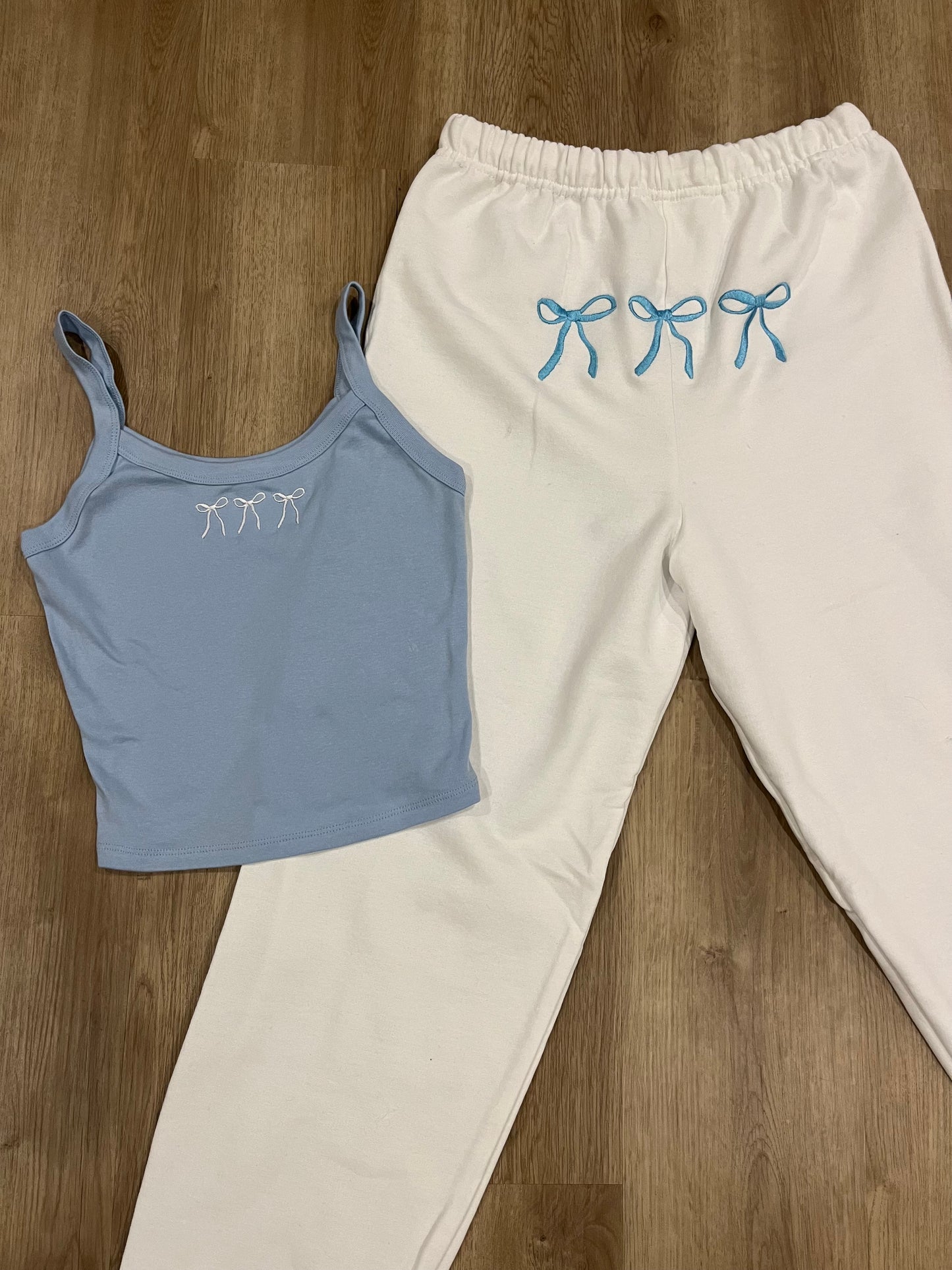 Bow matching tank and sweatpants set