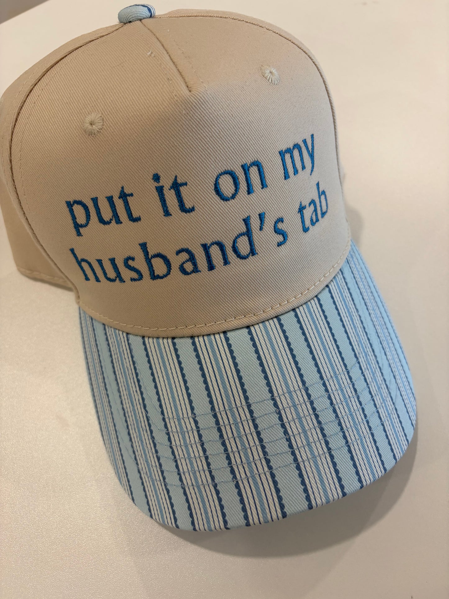 Blue striped custom embroidered hat