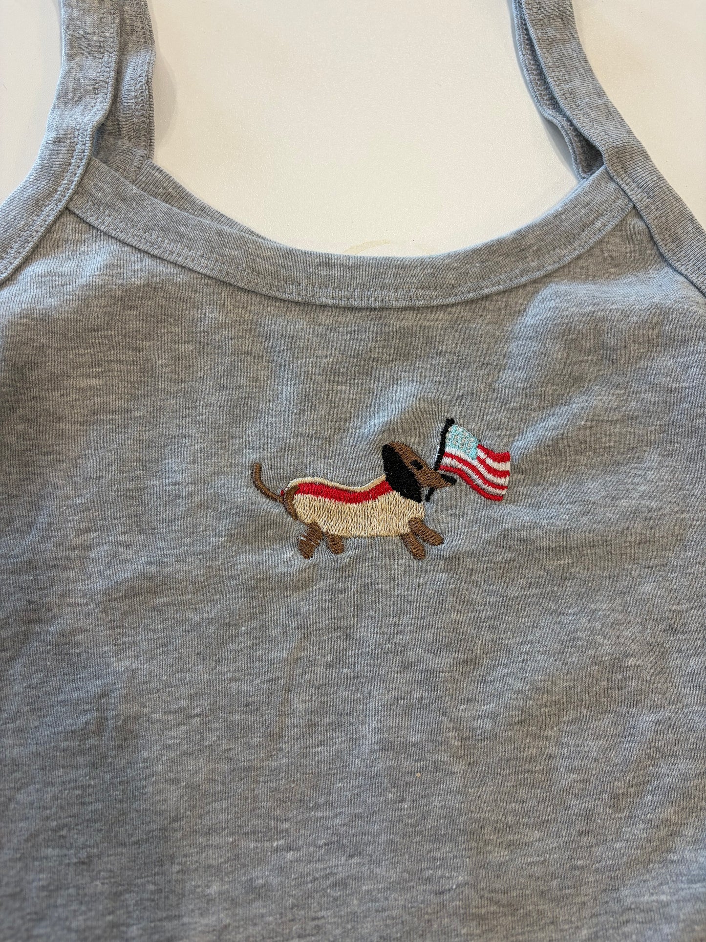 USA hotdog embroidered tank