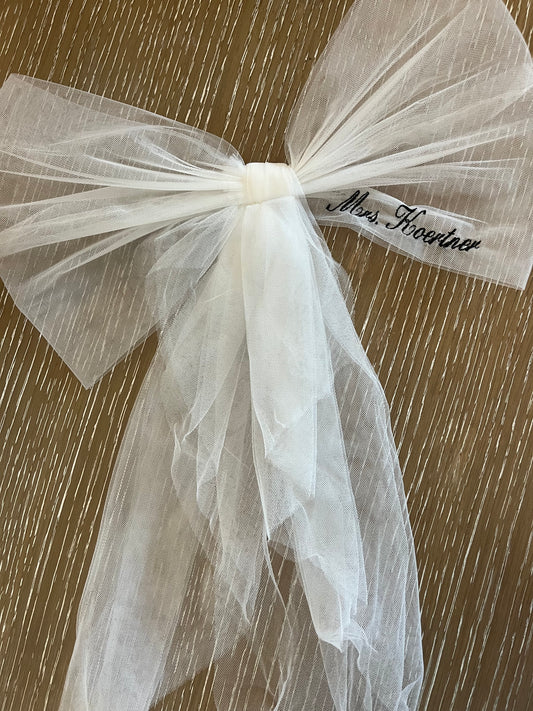 Custom embroidered bow attachment for bikini