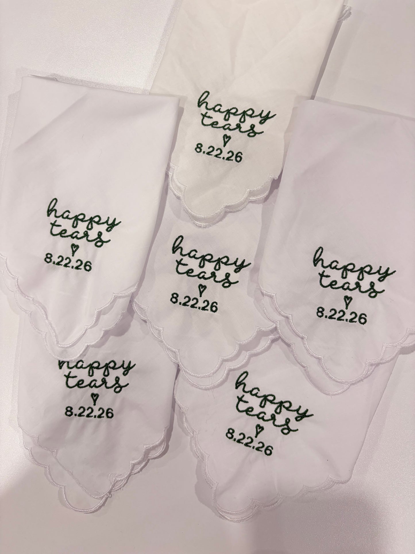 Custom embroidered wedding handkerchief, 2 PACK