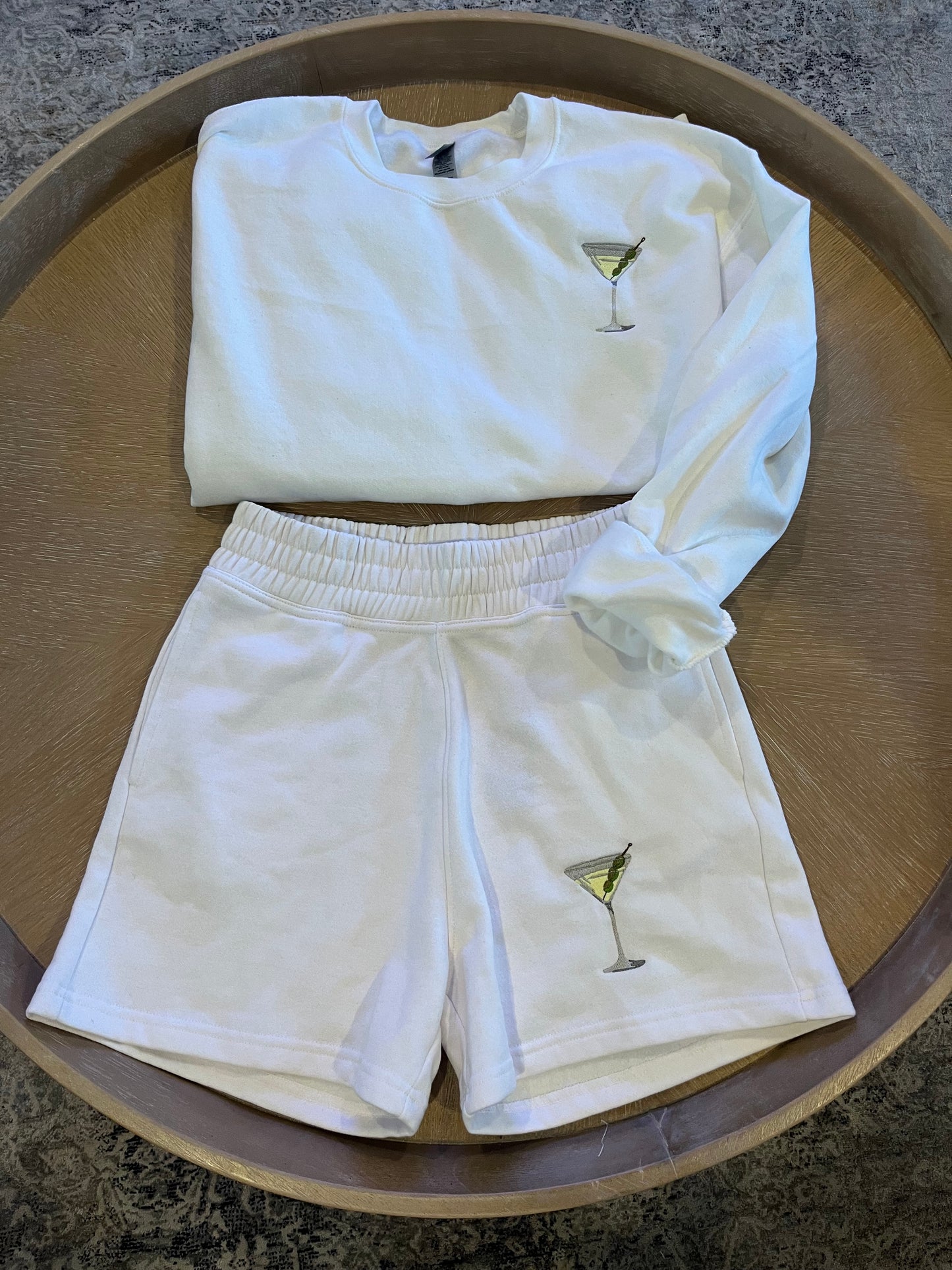 Dirty martini embroidered sweatshirt and shorts SET