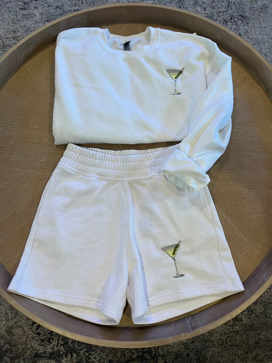 Dirty martini embroidered sweatshirt and shorts SET