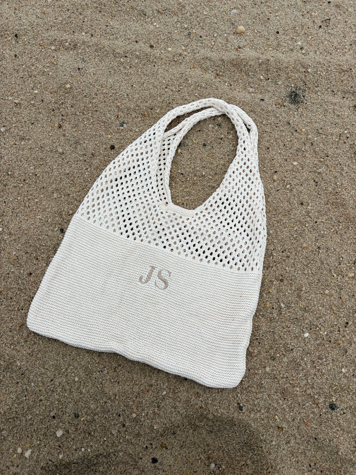 Custom crochet mesh beach bag