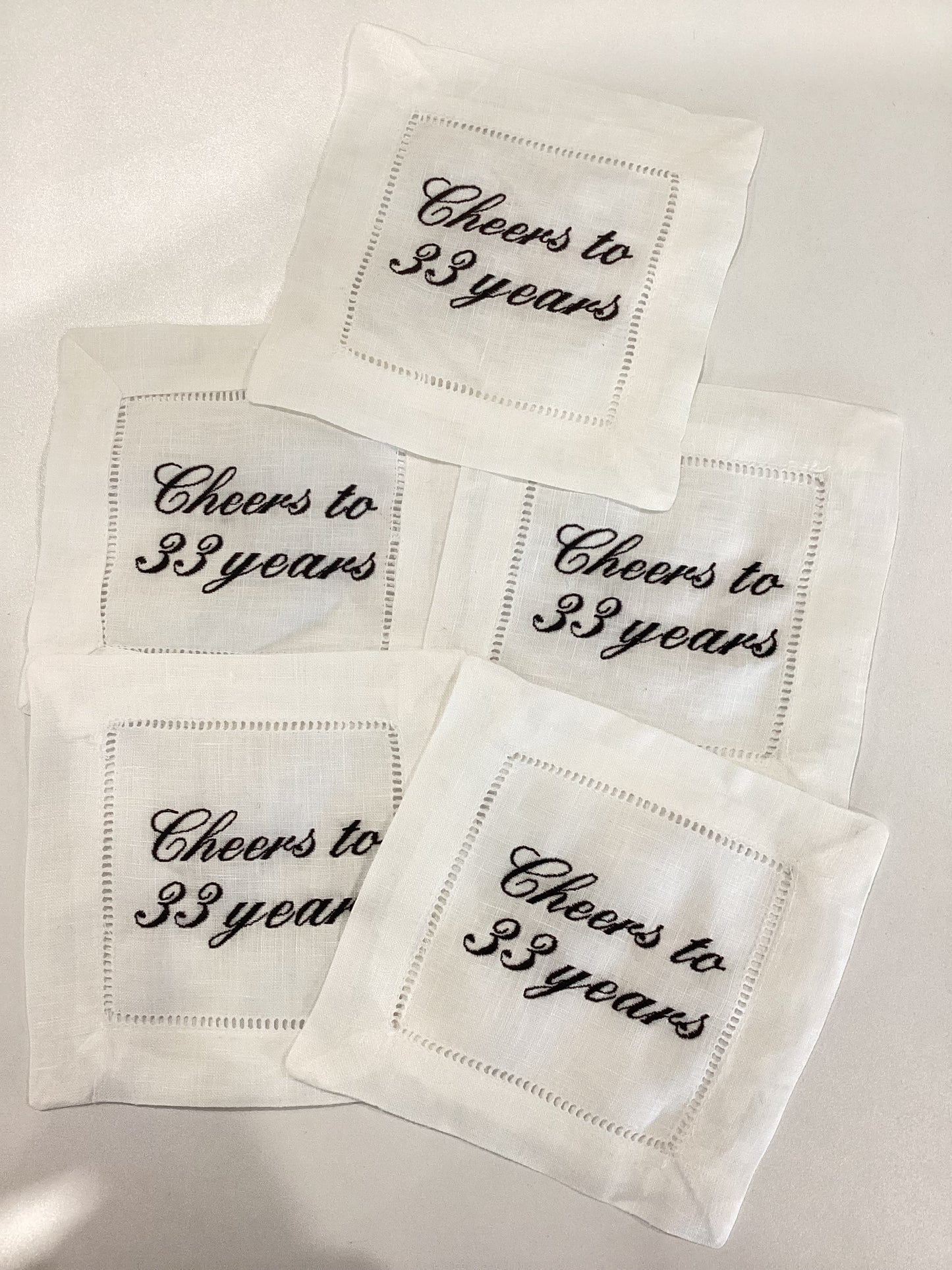 Cocktail custom embroidered napkins, 6 pack