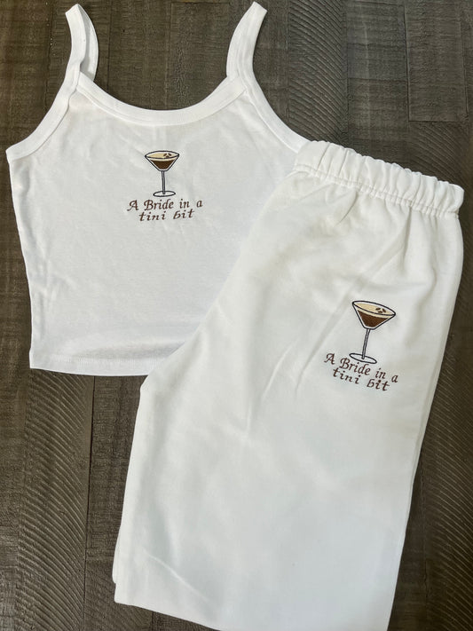 A bride in a tini bit espresso martini set