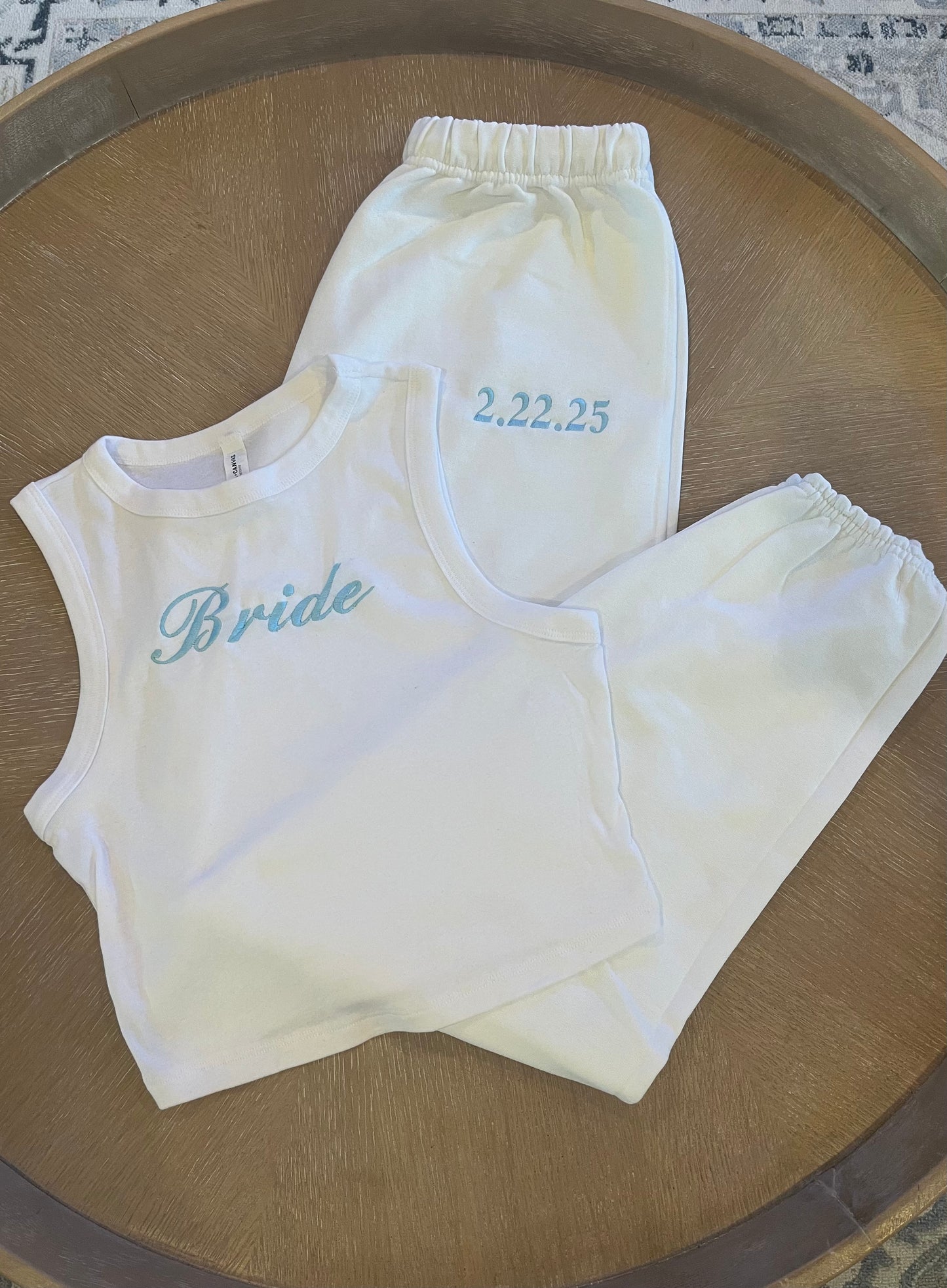 Custom embroidered bride set