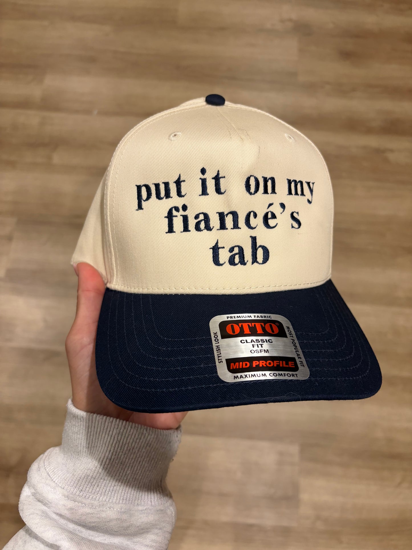 Put it on my fiancè’s tab embroidered hat