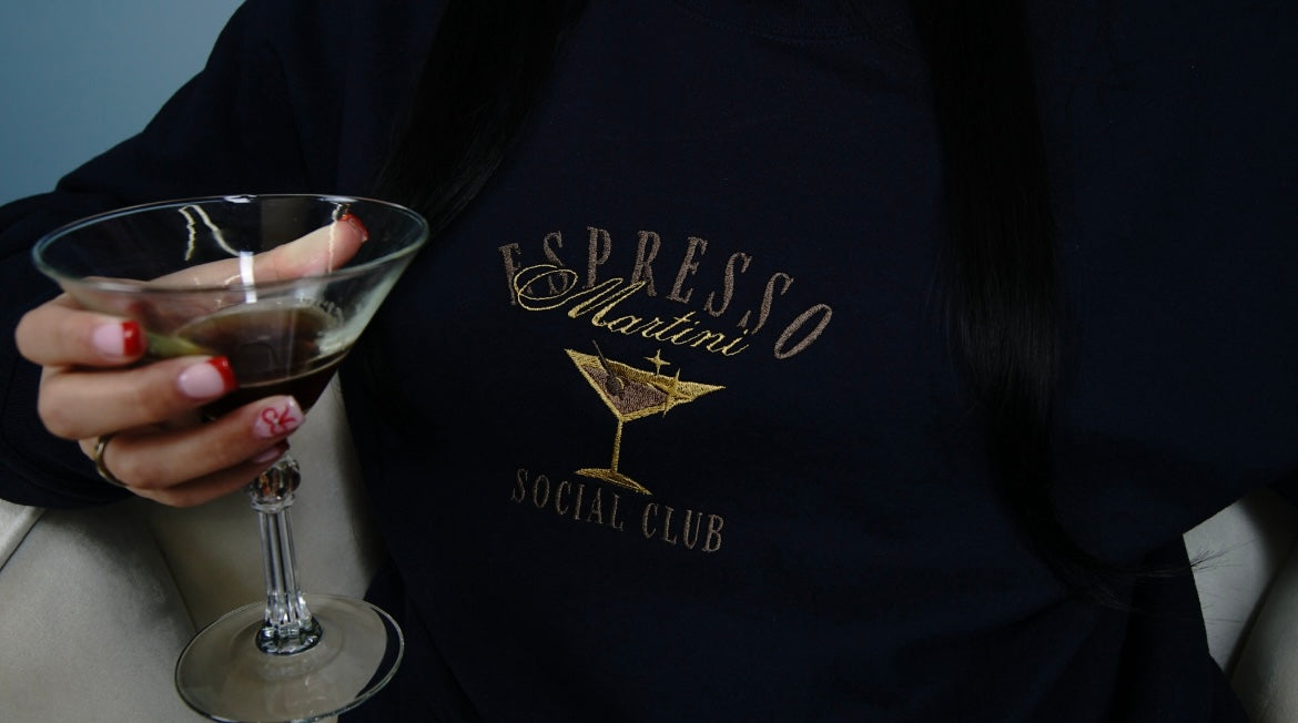 Espresso martini social club embroidered crewneck sweatshirt