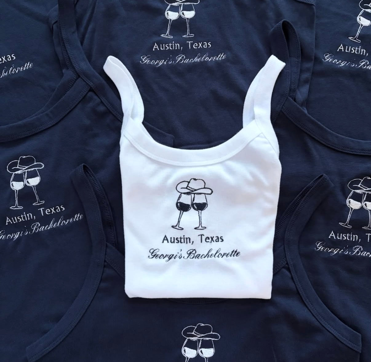 Cowgirl wineglass bachelorette tanks
