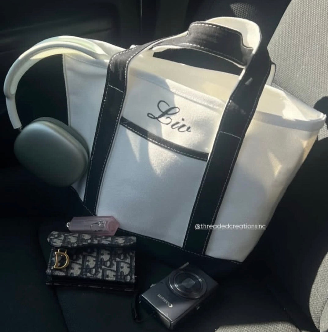Custom embroidered mini tote bag