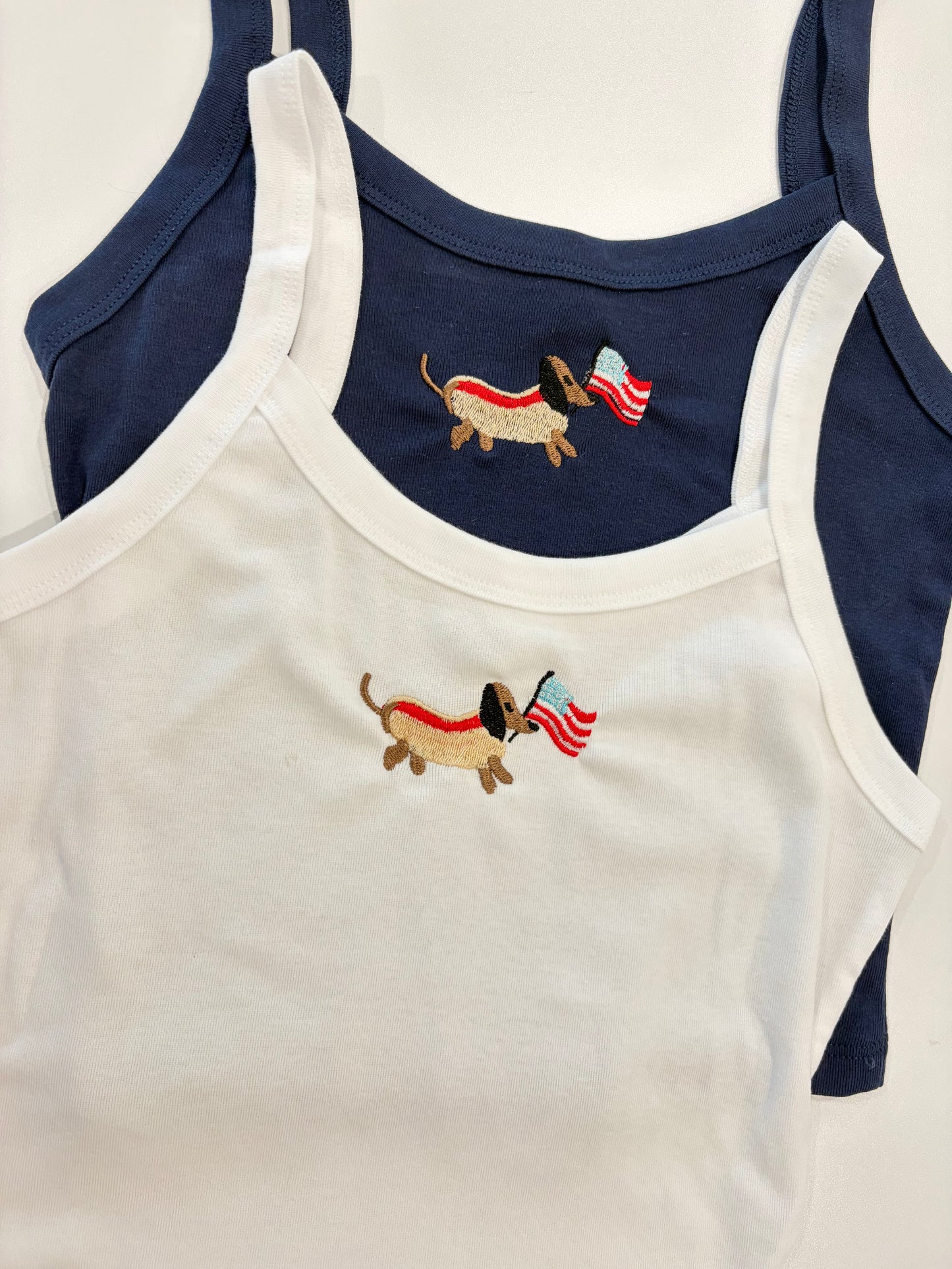 USA hotdog embroidered tank