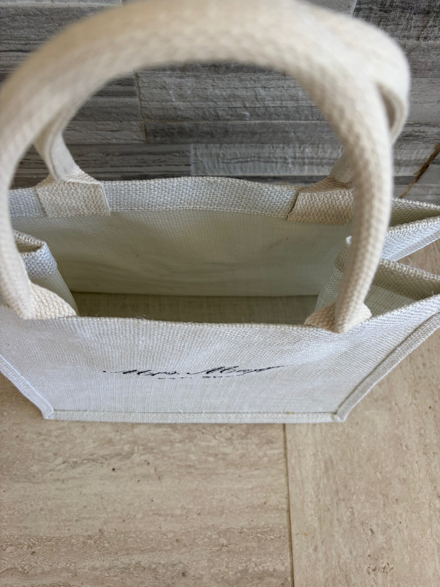 Custom embroidered burlap tote canvas bag