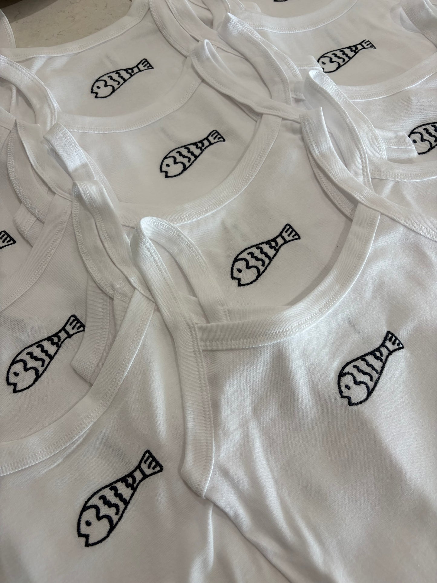 Fish embroidered tank top