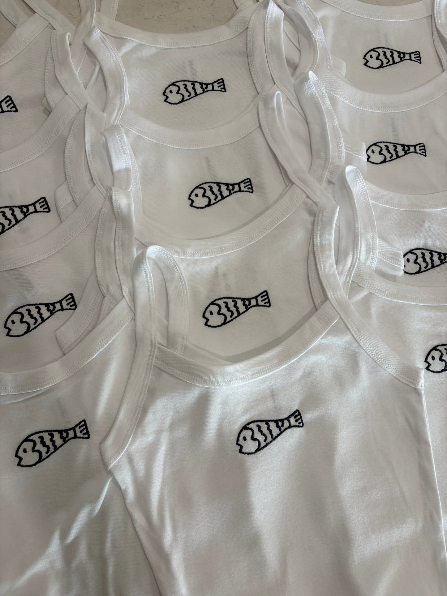 Fish embroidered tank top