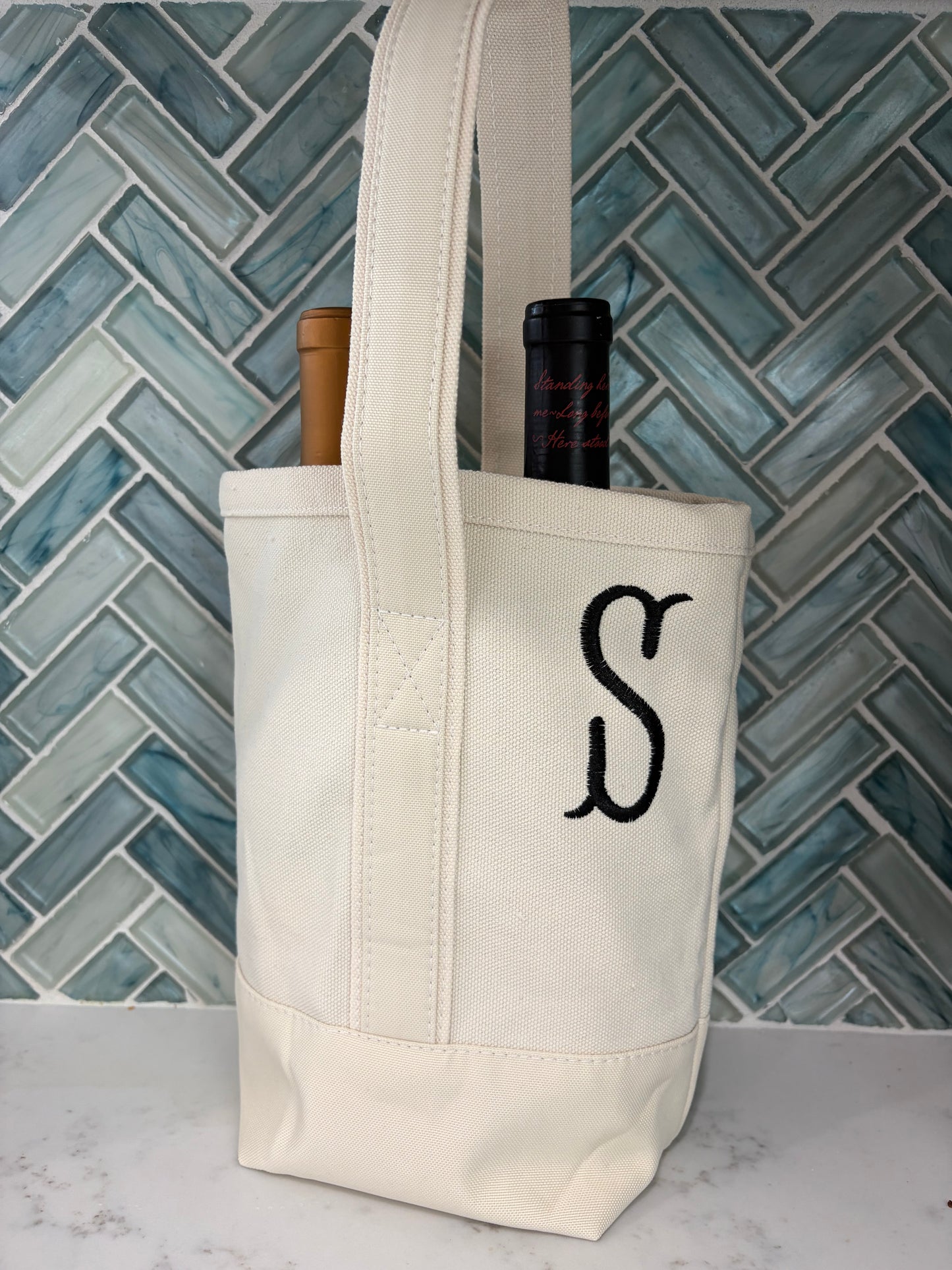 Wine holder embroidered bag