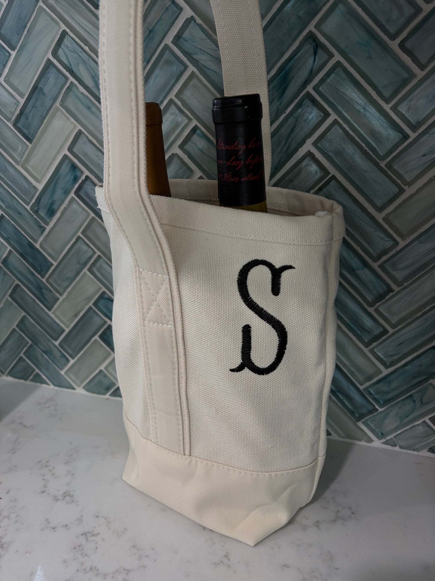 Wine holder embroidered bag
