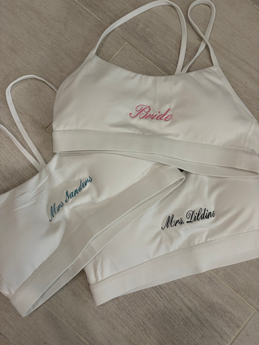Custom embroidered sports bra